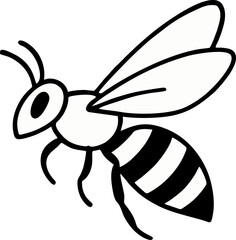 Simple Flying Bee Outline Minimal Vector Illustration