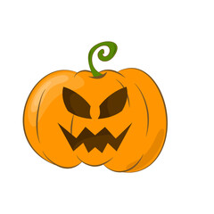 Cartoon Illustration of Jack-o-Lantern Pumpkin