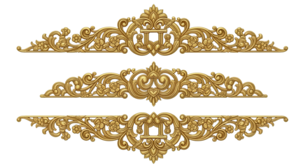 Golden ornamental divider, traditional Indian design with intricate filigree and scrollwork, decorative art.