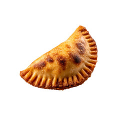 Single Delicious Golden Brown Empanada Isolated on Black Background