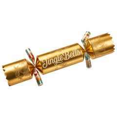 Gold Christmas cracker with Jingle Bells text and small figures