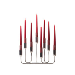 Menorah with Nine Red Taper Candles hanukkah