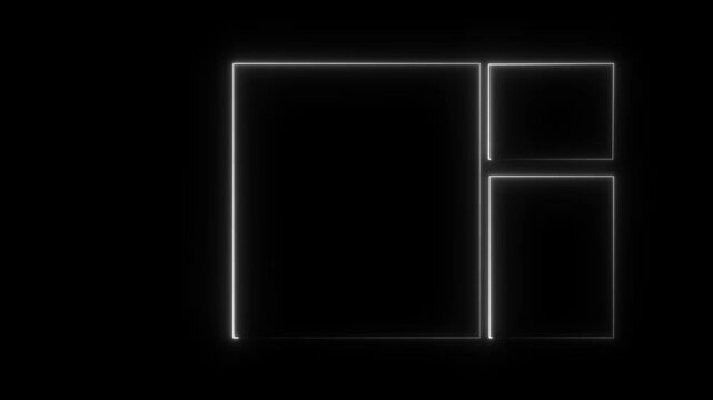 Neon box app icon default icon glowing black background animation, 4k video