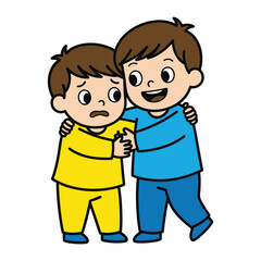 Comfort and Support: A compassionate embrace conveys empathy, care, and assistance as one friend consoles another, illustrating emotional support and compassion.
