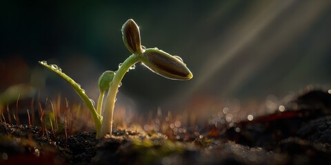 Closeup of Green Growth Against a Muted Background - Organic Nature Detail