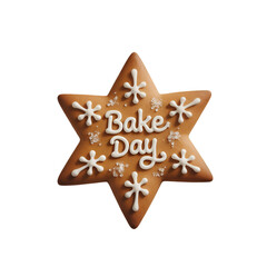 Star Shaped Gingerbread Cookie With Bake Day Text baking