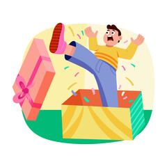 A flat style illustration showing a person surprised