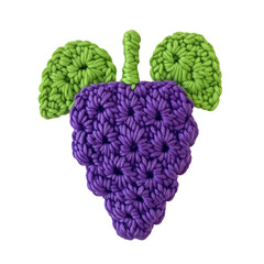 Crochet Grapes with green leaves in a close up shot