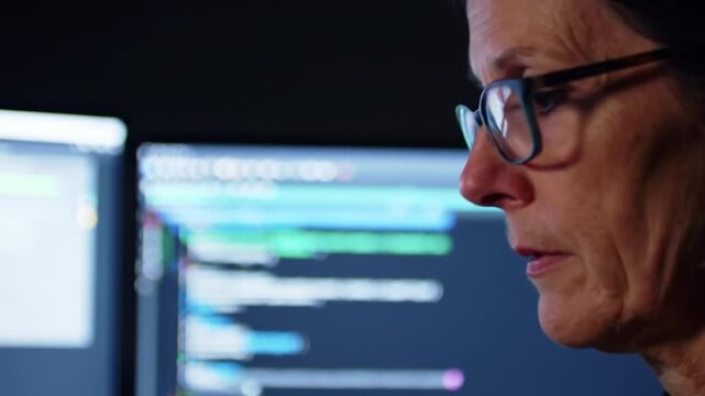 Focused coder review and debug complex codes with dual monitors interface