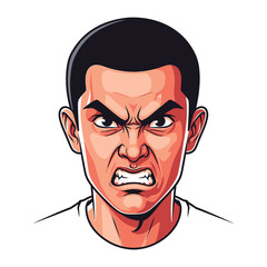 A portrait of pure and raw Anger: A stylized illustration captures a man's intense expression of rage, with furrowed brow and clenched teeth.