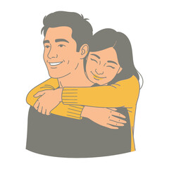 Embrace of Affection: A tender moment captured, a man and woman enveloped in a close embrace, their faces radiating happiness and contentment.