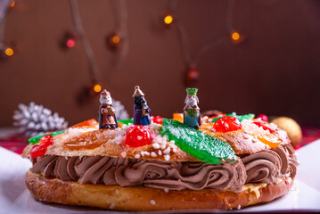 Traditional Roscon de Reyes Cake with Candied Fruit