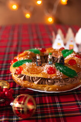 Traditional Rosca de Reyes Cake with Decorations