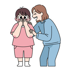 Surprise and Laughter: An endearing illustration showcasing a moment of surprise, laughter, and connection between two individuals. A moment of pure, heart felt emotion.