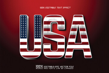 usa united state of america flag in text editable text effect	
