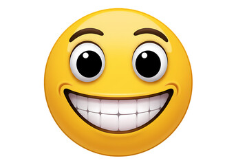 Smiling Yellow Emoticon Big Grin Happy Face Positive Expression isolated on transparent background