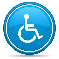 Blue round icon with wheelchair symbol