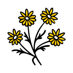 Flowers on a black and white Luxury botanical background with trendy wildflowers and minimalist flowers for wall decoration or wedding.