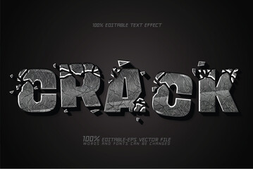 Dramatic Cracked Stone break Text Effect design © wira
