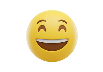 Fototapeta premium Smiling Yellow Emoji 3D Render isolated on transparent background