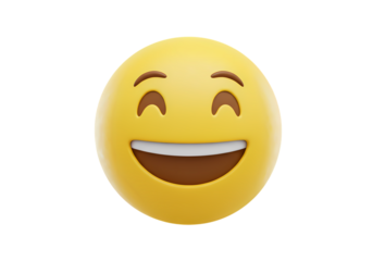 Smiling Yellow Emoji 3D Render isolated on transparent background