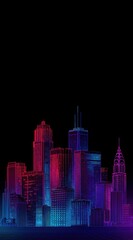 Obraz premium Neon cityscape silhouette, vibrant colors