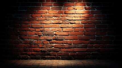 Dark red brick wall in moody lighting
