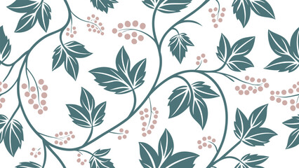 Elegant Botanical Illustration with Leaves and Berries