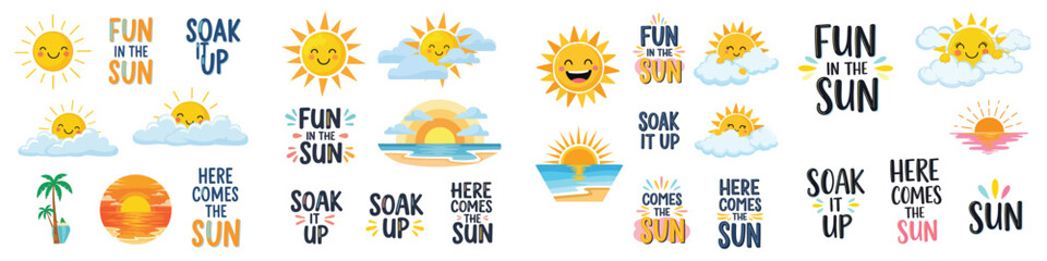 Summer Sun Illustration with Quotes and Lettering