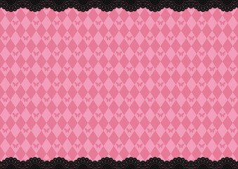 上下レース×蝶&ダイヤ柄(ピンク)