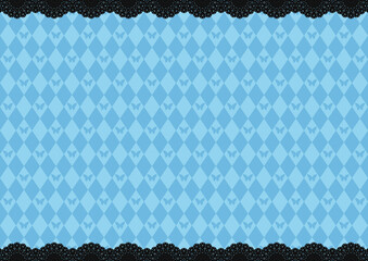 上下レース×蝶&ダイヤ柄(ブルー)