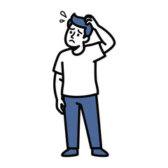 Bewildered Thought: A simple illustration of a man scratching his head, a clear symbol of confusion and uncertainty, inviting empathy and curiosity. 