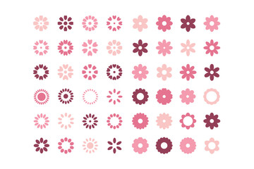 Sakura flower design element. Set of 18 geometric shape for label. Modern linear design emblem.  Modern abstract linear compositions and graphic design elements.