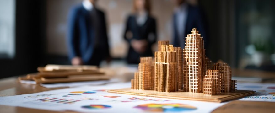 The architectural model showcasing urban design in a collaborative business environment.