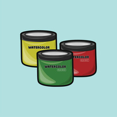 illustration of several bottles of paint, can be water paint, acrylic paint or oil paint for drawing or painting