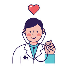 Healthcare Champion: A friendly doctor, symbolized by a stethoscope, embodying care, empathy, and the vital connection to health, is the heart of well-being.