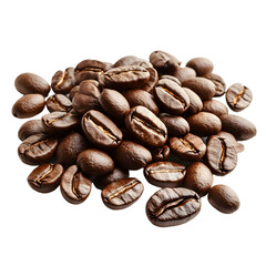 Obraz premium Professional Pile of Roasted Coffee Beans Isolated on White Background