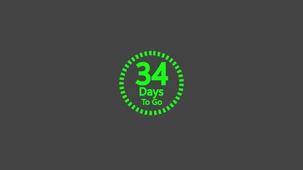 34 days to go,34 days count animation, motion graphics running numbers counting days,34 days in a month, 34 days left.