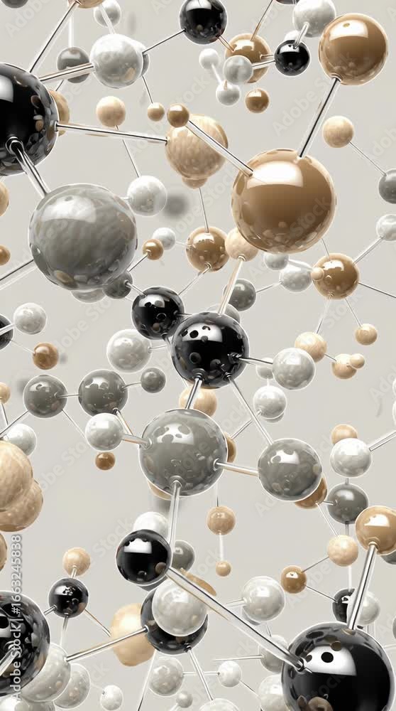 Poster exploring the fascinating world of molecular structures in a dynamic abstract display