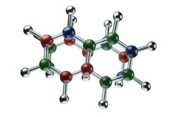 Close-Up of Molecular Lattice with Colorful Nodes, Top-Down Scientific Illustration