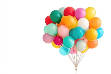 Colorful bunch of balloons against white background