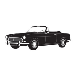 black and white silhouette vector of a classic car
on a white background