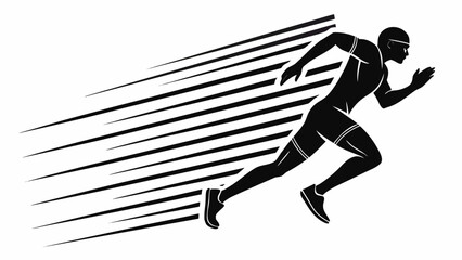 Silhouette of a runner in motion with speed lines indicating fast movement and athleticism depicted created with generated ai