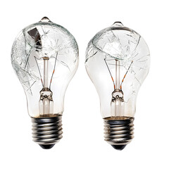 Broken Light Bulbs on White Background - Professional Stock Photo
