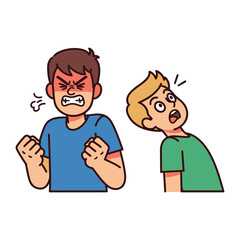Animated Anger and Surprise: A dynamic illustration captures a moment of conflict and shock between two individuals, one displaying intense anger while the other reacts with stunned disbelief.