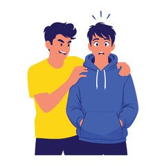 Unsettling encounter: An illustration portrays a scene of interpersonal conflict, showing a figure extending a hand towards a hesitant counterpart, encapsulating a sense of tension and unease.