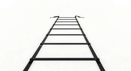 A perspective shot of a black agility ladder on a white background in a studio setting with good lighting ai generated
