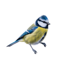 Fototapeta premium A beautiful blue tit bird isolated on transparent background, showcasing its vibrant feathers