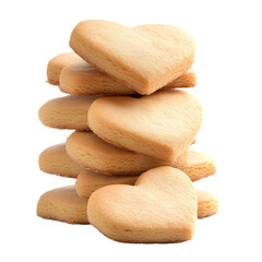 Heart Shaped Cookies Pile Isolated Cutout - Delicious Dessert Treats
