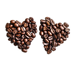 Heart Shapes Crafted from Roasted Coffee Beans - Creative Image for Coffee Lovers